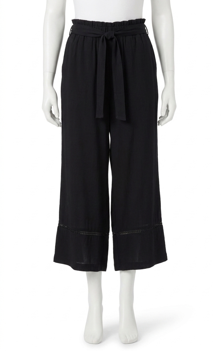 NEW COCO + CARMEN karsyn wide leg with eyelet detail pants in black